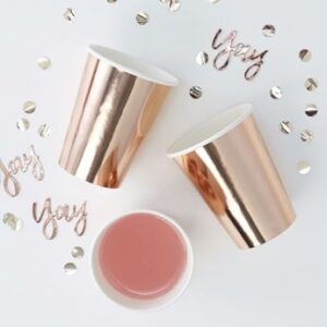Venta de Vasos Rosa Dorado Deluxe cartón (8 uds.)