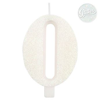 Venta de Vela 0 Blanca Glitter
