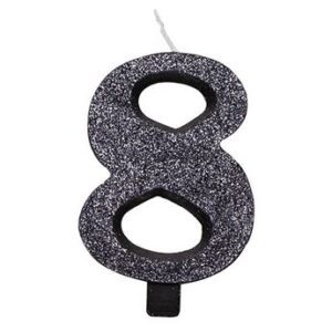 Venta de Vela 8 Negra Glitter