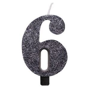 Venta de Vela 6 Negra Glitter