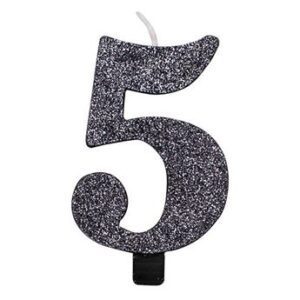 Venta de Vela 5 Negra Glitter