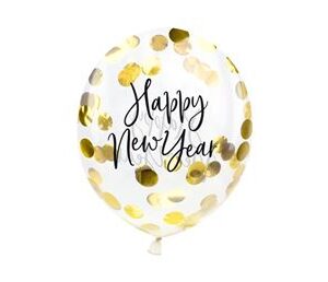 Venta de Globos Confeti Feliz Año Nuevo Látex (3 unidades)