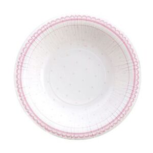 Venta de Platos Hondos Puntos Rosa Dulce cartón 24cm (8 unidades)