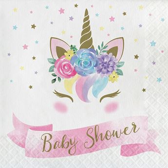 Venta de Servilletas Unicornio Dulce Baby Shower papel 33cm (16 unidades)