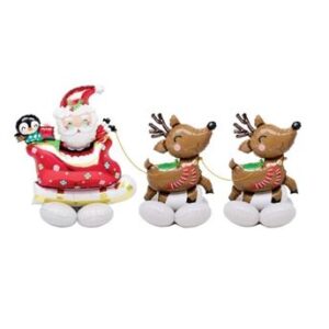Venta de Globos Santa Claus con Renos XXL con Base sin Helio 251cm (3 uds.)