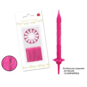 Venta de Velas Fucsia Purpurina (24)