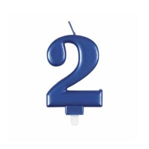 Venta de Vela 2 Azul Metalizada Cumpleaños