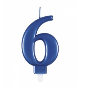 Venta de Vela 6 Azul Metalizada Cumpleaños