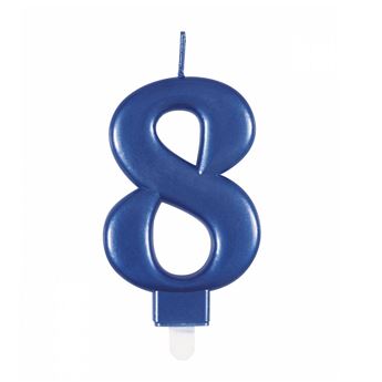 Venta de Vela 8 Azul Metalizada Cumpleaños