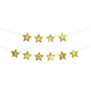Venta de Banderín Baby Shower Estrellas Dorado (3m)