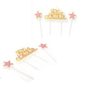 Venta de Vela Feliz Cumpleaños Estrellas Rosa