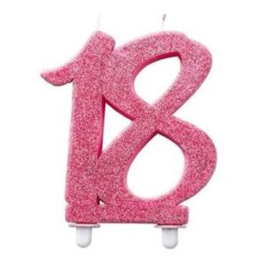 Venta de Vela 18 Cumpleaños Rosa Glitter (12cm)