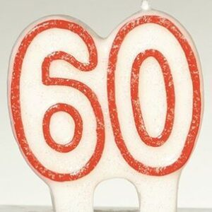 Venta de Vela 60 Cumpleaños Blanca y Roja Glitter