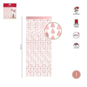 Venta de Decorado Cortina Árbol Navidad Rosa Dorado (2m)