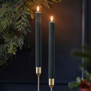 Venta de Velas Elegantes Verde Oscuro Acanaladas (2 uds.)