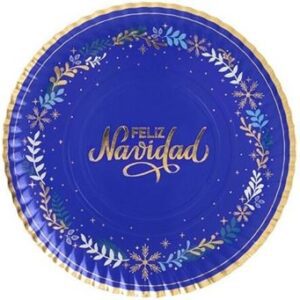 Venta de Bandeja Redonda Navidad Azul Noche cartón 30cm (1 ud.)