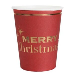 Venta de Vasos Rojo Chic Merry Christmas cartón (10 unidades)