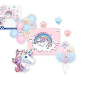 Venta de Set Decorado Unicornio Cumpleaños Infantil (21 globos)