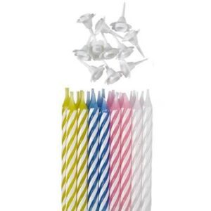 Venta de Velas Espirales Rayas Colores con Soportes