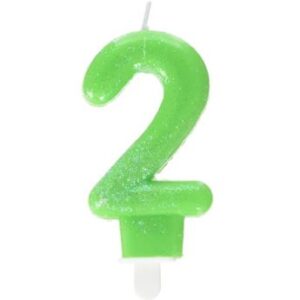 Venta de Vela Número 2 Verde Glitter (7,5cm)
