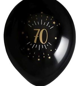 Venta de Globos 70 Años Negro/Dorado Látex (8 unidades)