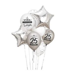 Venta de Set de Globos 25 Aniversario Bodas de Plata (10uds)