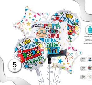 Venta de Set de Globos "El Mejor Papá del Mundo" (5 piezas)