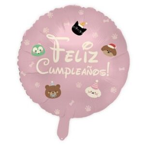 Venta de Globo Feliz Cumpleaños Rosa Dulce Animales (45cm)