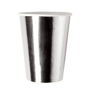 Venta de Vasos Plateados Metal cartón 250ml (8 unidades)