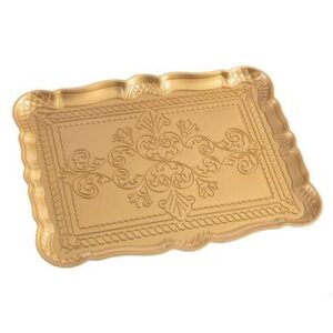 Venta de Bandeja Dorada Rectangular Plástico Reutilizable 30cm