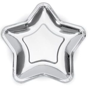 Venta de Platos Estrella Plateado cartón 23cm (6 unidades)