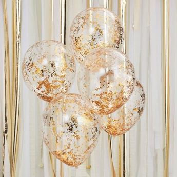 Venta de Globos Confeti Dorado Látex (5 unidades)