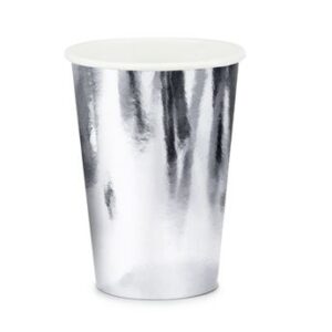 Venta de Vasos Plateados Metalizados cartón (6 unidades)
