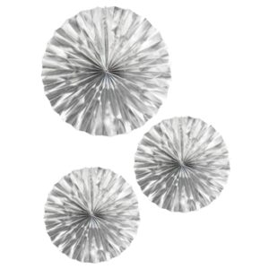 Venta de Decorados Abanico Plata Metalizado papel (3 unidades)