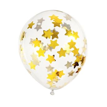 Venta de Globos Confeti Estrellas Doradas Látex (6 unidades)