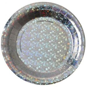 Venta de Platos Plateados Chispas cartón 23cm (10 unidades)