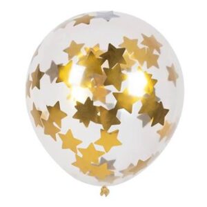 Venta de Globos Confeti Estrellas Doradas Premium Látex (5 unidades)