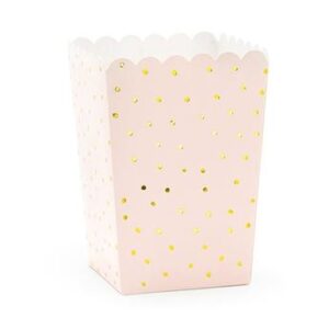 Venta de Cajas Palomitas Rosa Claro con Lunares Dorados (6uds)