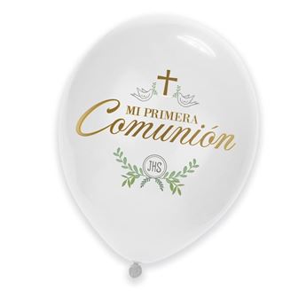 Venta de Globos Mi Primera Comunión Blancos Elegantes JHS Látex (6 unidades)