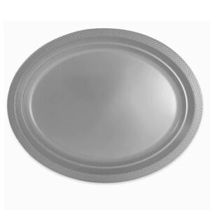 Venta de Bandejas Plateadas Ovaladas Plástico 31cm (10 unidades)