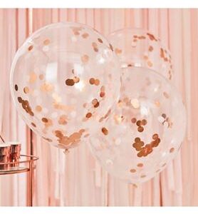 Venta de Globos Confeti Rosa Dorado Látex 60cm (3 unidades)